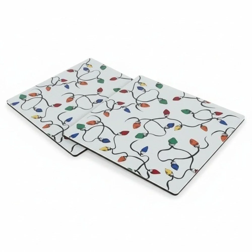 Pottery Barn Cork Holiday‎ Christmas Lights Placemats Set of 2